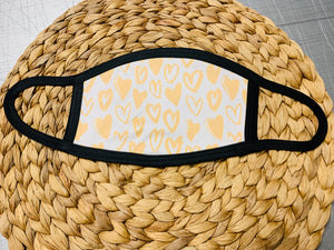 Face Mask - Hearts Yellow