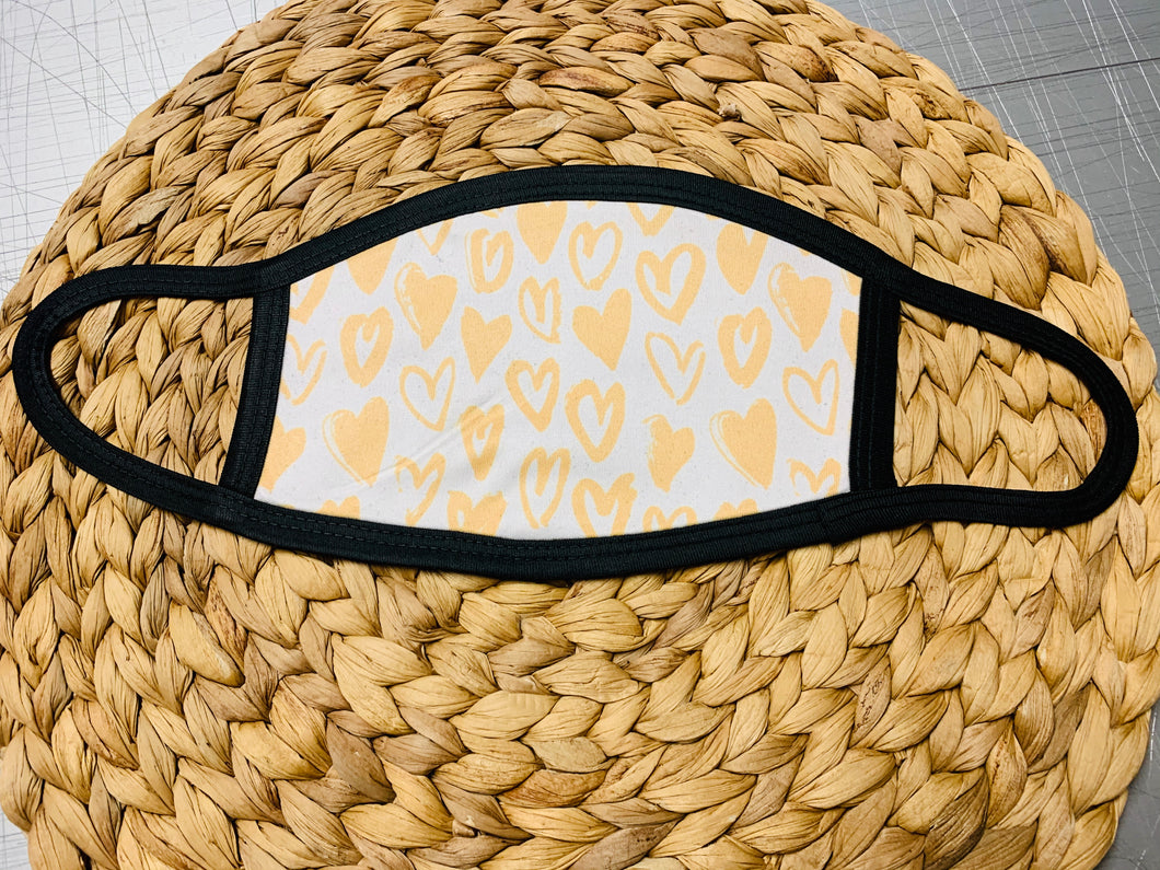 Face Mask - Hearts Yellow